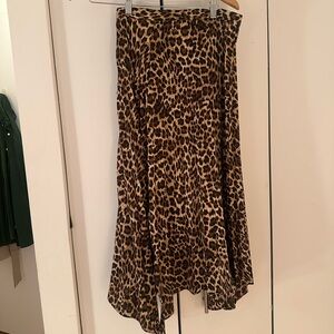 Zara Pleated Cheetah Midi Skirt with slit on front side